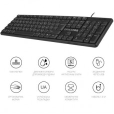 Клавіатура OfficePro SK166 USB Black (SK166) - Фото