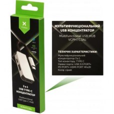 Концентратор Vinga Type-C to 4K HDMI+USB3.0+PD aluminium (VCPHTC3AL) - Фото
