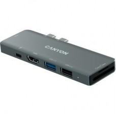 Порт-реплікатор Canyon 1*Type C PD100W+2*HDMI+1*USB3.0+1*USB2.0+1*SD+1*TF (CNS-TDS05B) - Фото