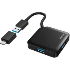 Концентратор Hama 4 Ports USB 3.2, USB-C Adapter Black (00200116) - Фото