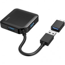 Концентратор Hama 4 Ports USB 3.2, USB-C Adapter Black (00200116) - Фото