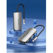 Концентратор Vention USB3.1 Type-C —> HDMI/VGA/USB 3.0/PD 100W Hub 4-in-1 (TOAHB) - Фото