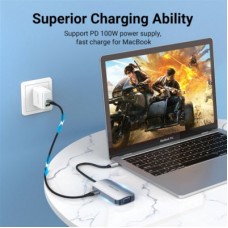 Концентратор Vention USB3.1 Type-C —> HDMI/VGA/USB 3.0/PD 100W Hub 4-in-1 (TOAHB) - Фото