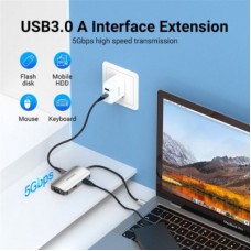 Концентратор Vention USB3.1 Type-C —> HDMI/VGA/USB 3.0/PD 100W Hub 4-in-1 (TOAHB) - Фото