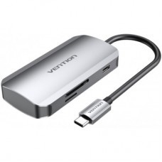 Концентратор Vention USB3.1 Type-C —> USB 3.0x3/SD/TF/PD 100W Hub 6-in-1 (TNHHB) - Фото
