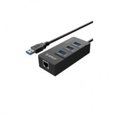 Концентратор Orico USB 3.0 3 port + RJ45 (HR01-U3-V1-BK-BP) (CA912742) - Фото