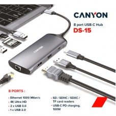 Концентратор Canyon 8-in-1 USB-C (CNS-TDS15) - Фото