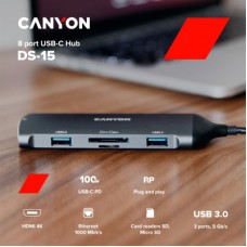 Концентратор Canyon 8-in-1 USB-C (CNS-TDS15) - Фото