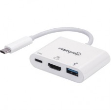 Концентратор Intracom USB3.1 Type-C to HDMI/USB 3.0/PD 60 W 4-in-1 White Manhattan (152945) - Фото