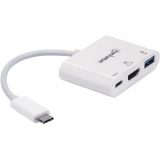 Концентратор Intracom USB3.1 Type-C to HDMI/USB 3.0/PD 60 W 4-in-1 White Manhattan (152945) - Фото