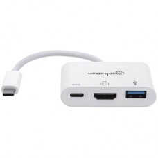 Концентратор Intracom USB3.1 Type-C to HDMI/USB 3.0/PD 60 W 4-in-1 White Manhattan (152945) - Фото