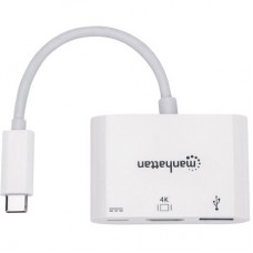 Концентратор Intracom USB3.1 Type-C to HDMI/USB 3.0/PD 60 W 4-in-1 White Manhattan (152945) - Фото