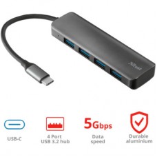 Концентратор Halyx Type-C to 4-Port USB-A 3.2 Grey Trust (24948_TRUST) - Фото