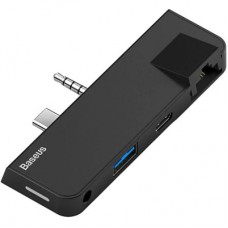 Концентратор Baseus USB3.1 Type-C+3.5mm toUSB 3.0/RJ45/Type-C/3.5mm forSurfaceGo (CAHUB-FG01) - Фото