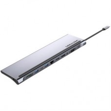 Концентратор Vention USB3.1 Type-C to DP/HDMI/VGA/USB-C/USB3.0x3/RJ45/SD/TF/TRRS 3.5mm/PD 100W 12in1 (THSHC) - Фото