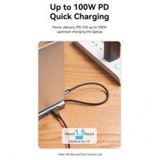 Концентратор Vention USB3.1 Type-C to DP/HDMI/VGA/USB-C/USB3.0x3/RJ45/SD/TF/TRRS 3.5mm/PD 100W 12in1 (THSHC) - Фото