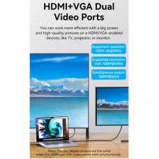 Концентратор VENTION USB3.1 Type-C to HDMI/VGA/USB-C/USB3.0x3/RJ45/SD/TF/TRRS 3.5mm/PD 100W 11in1 (THTHC) - Фото