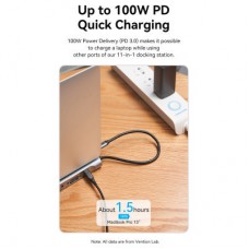 Концентратор VENTION USB3.1 Type-C to HDMI/VGA/USB-C/USB3.0x3/RJ45/SD/TF/TRRS 3.5mm/PD 100W 11in1 (THTHC) - Фото