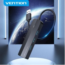 Концентратор Vention USB 3.0 to 3хUSB 3.0/RJ45 Gigabit black (CHNBB) - Фото