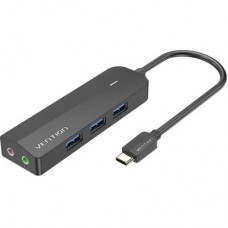 Концентратор Vention USB 3.1 Type-C to 3xUSB 3.0+MicroUSB+3.5mm Sound Adapter black (TGQBB) - Фото
