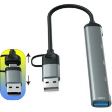 Концентратор Dynamode 5-in-1 USB Type-C/Type-A to 1хUSB3.0, 2xUSB 2.0, card-reader SD/MicroSD (DM-UH-514) - Фото