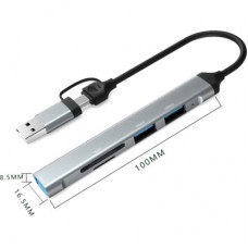 Концентратор Dynamode 5-in-1 USB Type-C/Type-A to 1хUSB3.0, 2xUSB 2.0, card-reader SD/MicroSD (DM-UH-514) - Фото