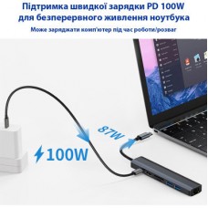 Концентратор Dynamode 7-in-1 USB-C to HDTV 4K/30Hz, 2хUSB3.0, RJ45, USB-C PD 100W, SD/MicroSD (BYL-2303) - Фото