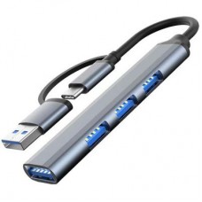 Концентратор Dynamode USB Type-C/Type-A to 1хUSB3.0, 3xUSB 2.0 metal (DM-UH-312AC) - Фото