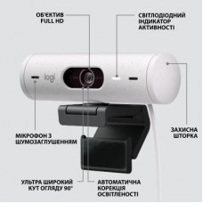Веб-камера Logitech Brio 500 Off-White (960-001428) - Фото