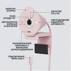 Веб-камера Logitech Brio 300 FHD Rose (960-001448) - Фото