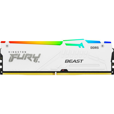 Модуль пам'яті для комп'ютера DDR5 32GB 5200 MHz FURY Beast White RGB Kingston Fury (ex.HyperX)