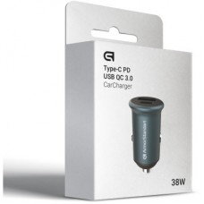 Зарядний пристрій Armorstandart Car USB Type-C PD20W + USB QC 3.0 Grey (ARM65439) - Фото