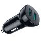 Зарядний пристрій Choetech car 2xUSB-A 36W QC black (C0051-BK)