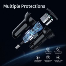 Зарядний пристрій Choetech car 2xUSB-A 36W QC black (C0051-BK) - Фото