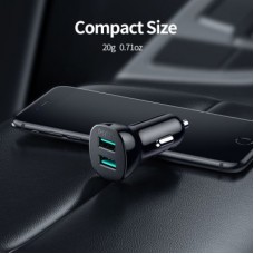 Зарядний пристрій Choetech car 2xUSB-A 36W QC black (C0051-BK) - Фото