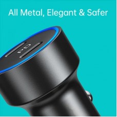 Зарядний пристрій Choetech car 2xUSB-C 40 W PD black (С0054-BK) - Фото