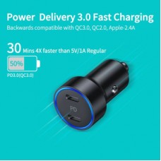 Зарядний пристрій Choetech car 2xUSB-C 40 W PD black (С0054-BK) - Фото