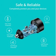 Зарядний пристрій Choetech car 2xUSB-C 40 W PD black (С0054-BK) - Фото