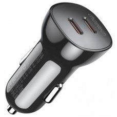 Зарядний пристрій Choetech car 2xUSB-C 40 W PD black (TC0008-BK) - Фото