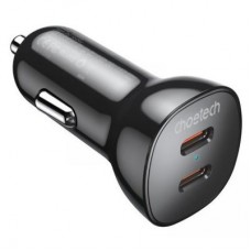 Зарядний пристрій Choetech car 2xUSB-C 40 W PD black (TC0008-BK) - Фото