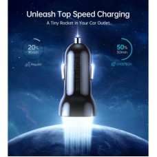 Зарядний пристрій Choetech car 2xUSB-C 40 W PD black (TC0008-BK) - Фото