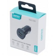 Зарядний пристрій Choetech car USB-A/USB-C 20W QC3.0/PD black (TC0005-BK) - Фото
