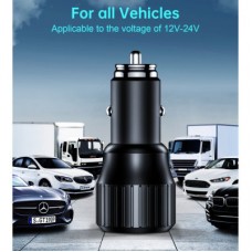Зарядний пристрій Choetech car USB-A/USB-C 63W QC3.0/PD/PPS black (TC0010-BK) - Фото