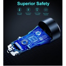 Зарядний пристрій Choetech car USB-A/USB-C 63W QC3.0/PD/PPS black (TC0010-BK) - Фото