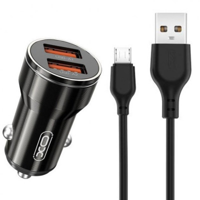 Зарядний пристрій XO CC48 Smart Metal 2 USB + cable MicroUSB (XO-CC48m-BK)