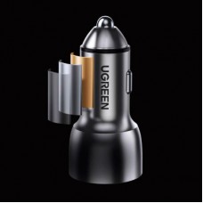 Зарядний пристрій Ugreen QC 3.0+QC 3.0 Dual USB-A 36 W Fast Car Charger Space Grey (CD213) (60980) - Фото