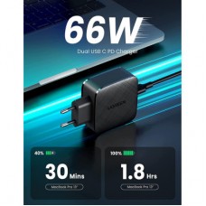 Зарядний пристрій Ugreen CD216 66 W 2xType-C PD Charger (Black) (70867) - Фото