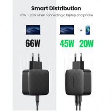 Зарядний пристрій Ugreen CD216 66 W 2xType-C PD Charger (Black) (70867) - Фото