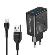 Зарядное устройство Grand-X CH-60T 2USB 5V 3,1A + cable Type-C (CH-60T) - Фото