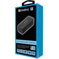 Зарядний пристрій Sandberg 4in1 2xUSB-C 2xUSB PD 65 W QC 3.0 20 W (441-45) - Фото